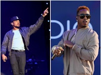 A two-part collage of Chance the Rapper and Jeremih before they released a sudden Christmas mixtape