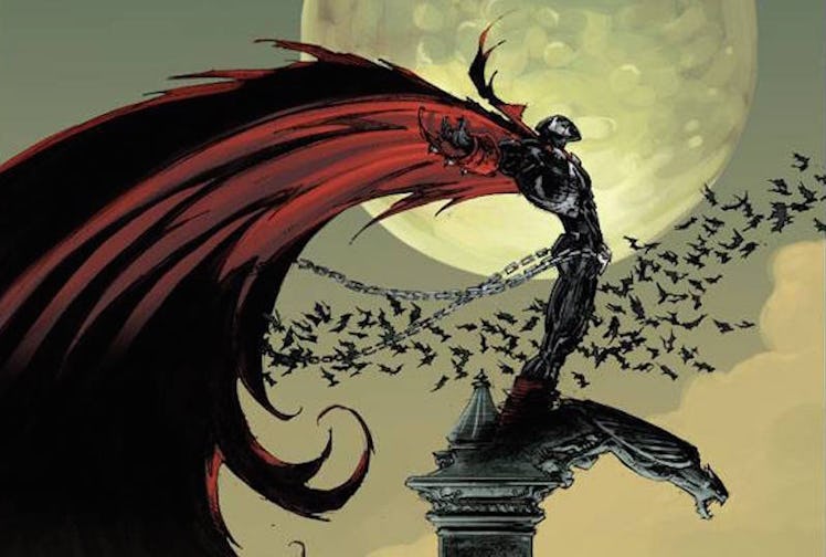 Illustration of Hellspawn standing on a pillar 