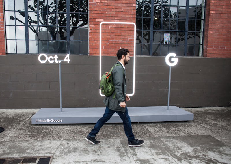 A man walking to the Pixel 2 event