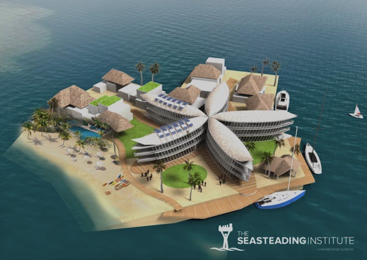 A digital illustration of a small island during the Seastead era that might be unlocked due to risin...