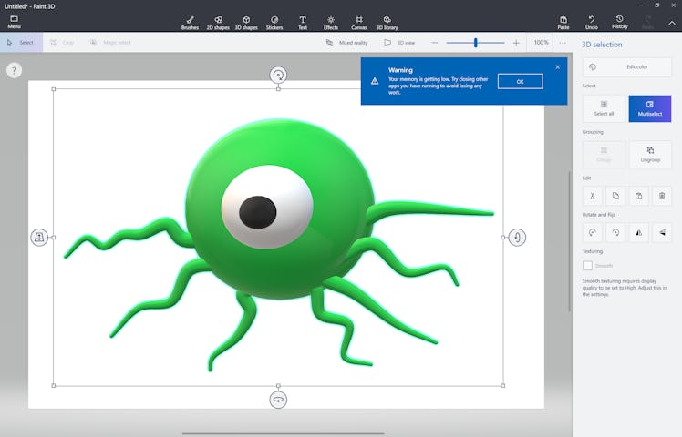 A monster drawn on the Microsoft laptop