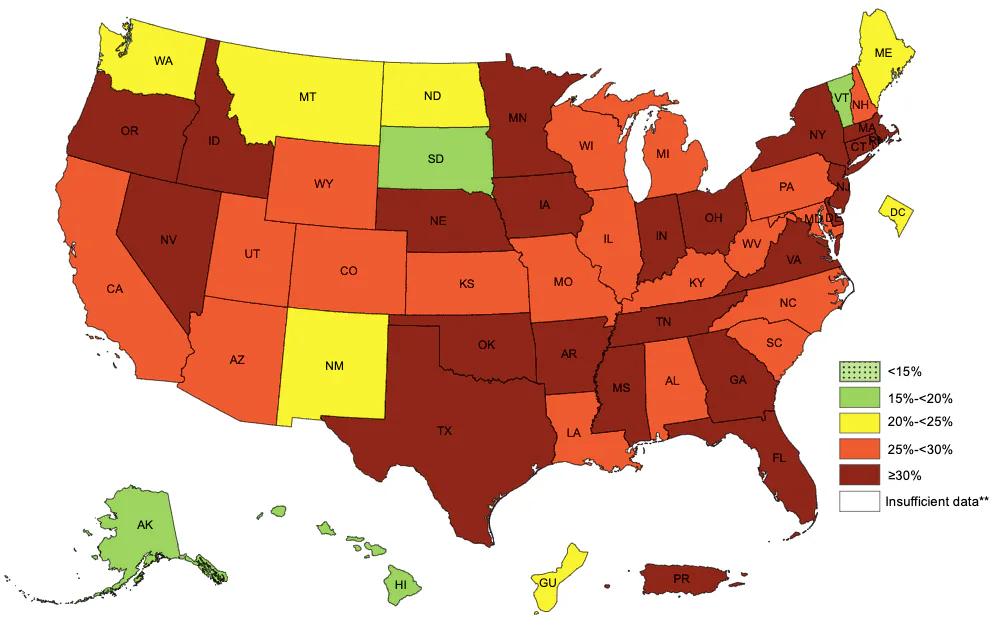 Least-fit states: 2020 CDC maps reveal who's up and down