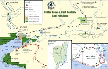 Avatar Grove and POrt Renfrew Big Trees Map Vancouver Island