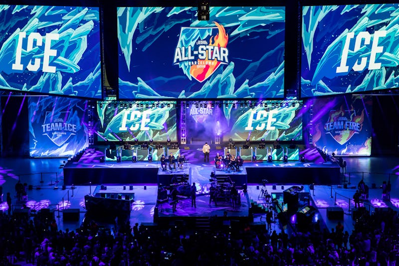 Multiple LCD displays on a stage at Esports