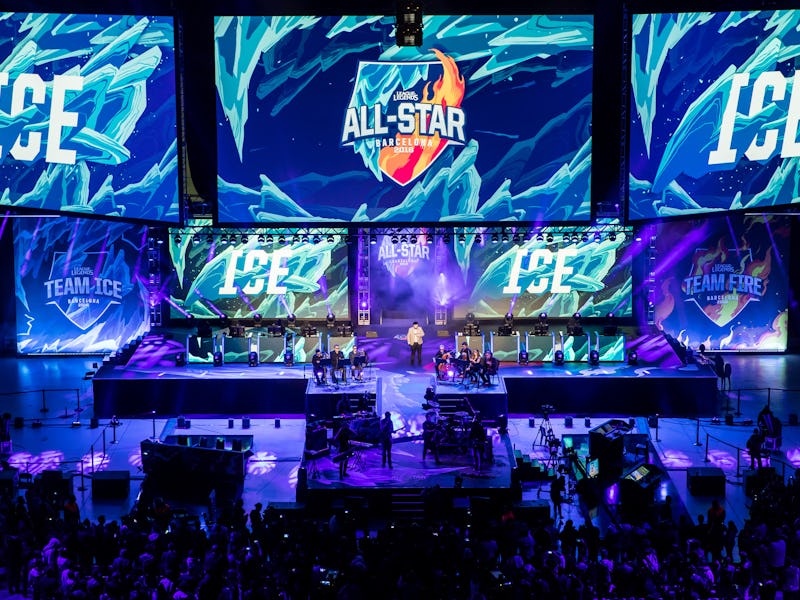 Multiple LCD displays on a stage at Esports