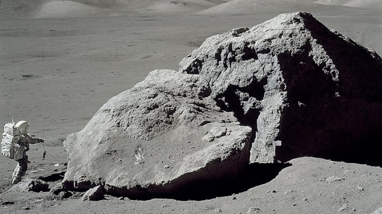 Apollo 17 astronaut lunar boulder