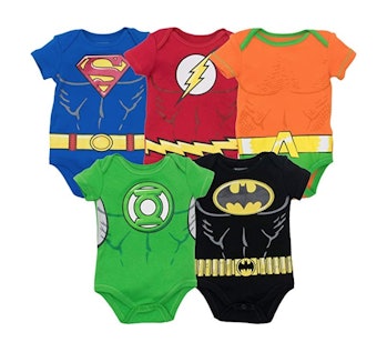 Justice League Baby Boys' 5 Pack Bodysuits - Assorted Superheroes