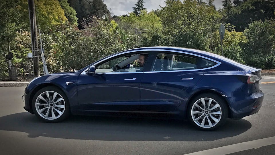 Tesla Model 3 Prototype Spotted in Blue, and It Looks