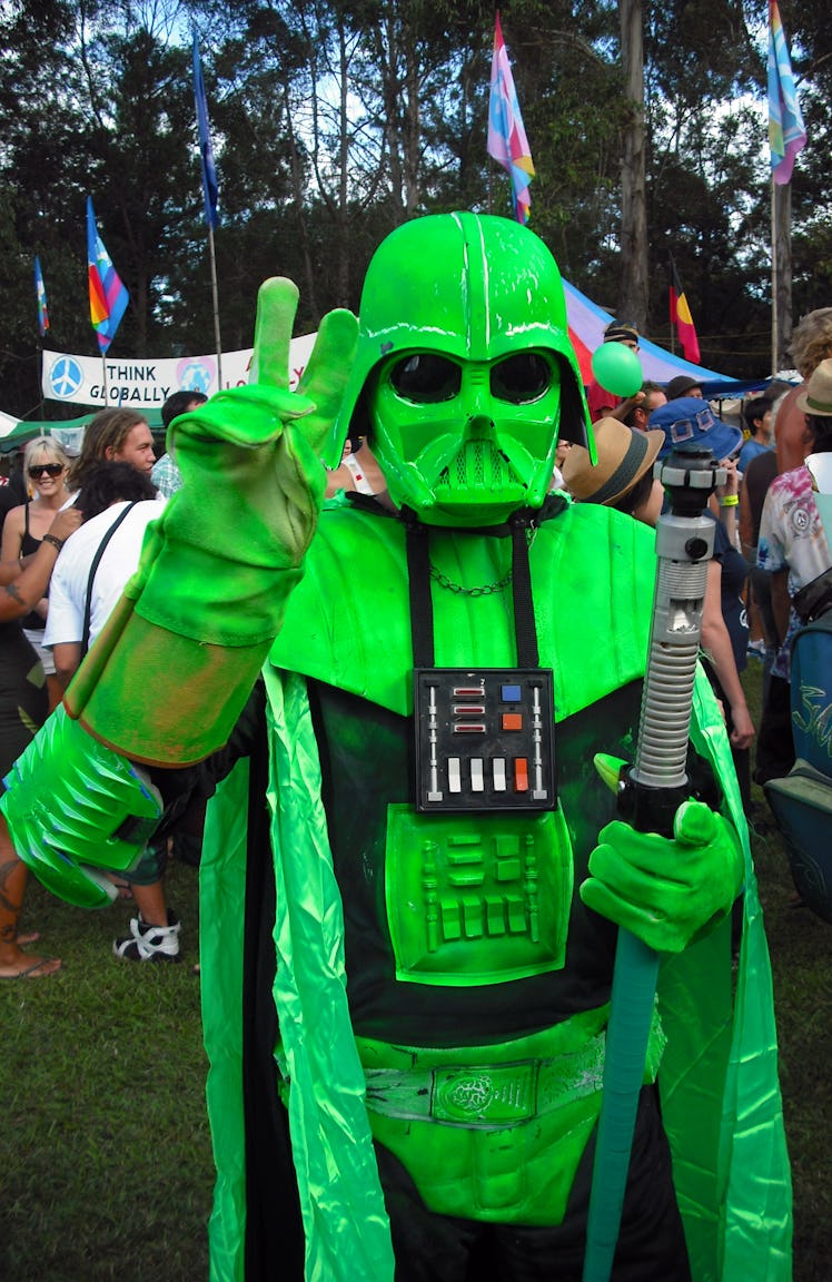 Green Vader costume at MardiGrass
