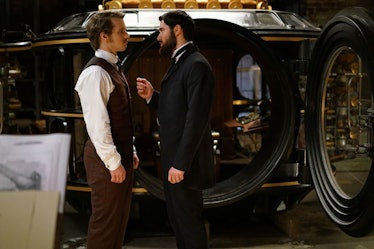 Freddie Stroma as H.G. Wells and Josh Bowman as Jack the Ripper in 'Time After Time' 