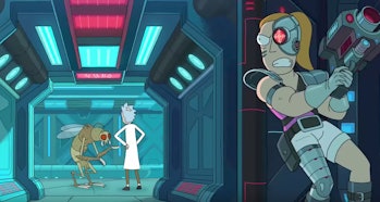 Why is Cyborg Summer stalking Rick? And why is Rick chatting with a Gromflomite?