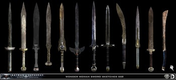Designs for Wonder Woman's Sword from Batman v Superman