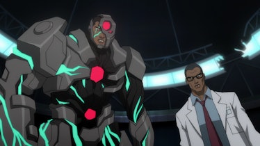Cyborg's dynamic with his father is identical, and his costume looks way cooler.