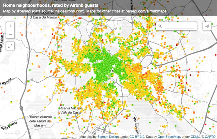 Rome Airbnb ratings location reviews stars data maps wisdom of crowds