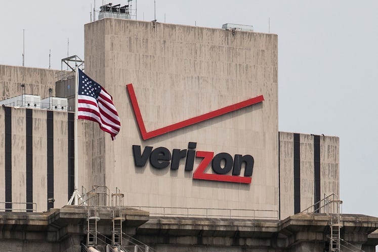NEW YORK, NY - JUNE 06: The Verizon Building in Manhattan is seen on June 6, 2013 from the Brooklyn ...