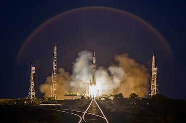 The Soyuz mission taking off.