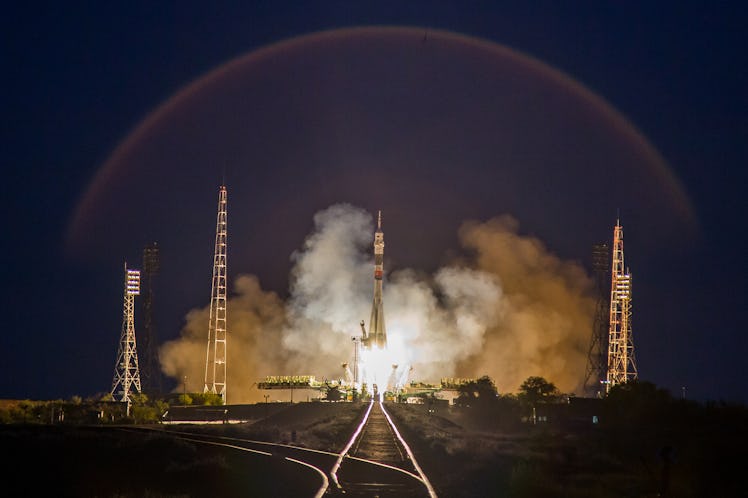 The Soyuz mission taking off.