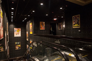 The theater entrance escalators at the Alamo Drafthouse in Brooklyn.