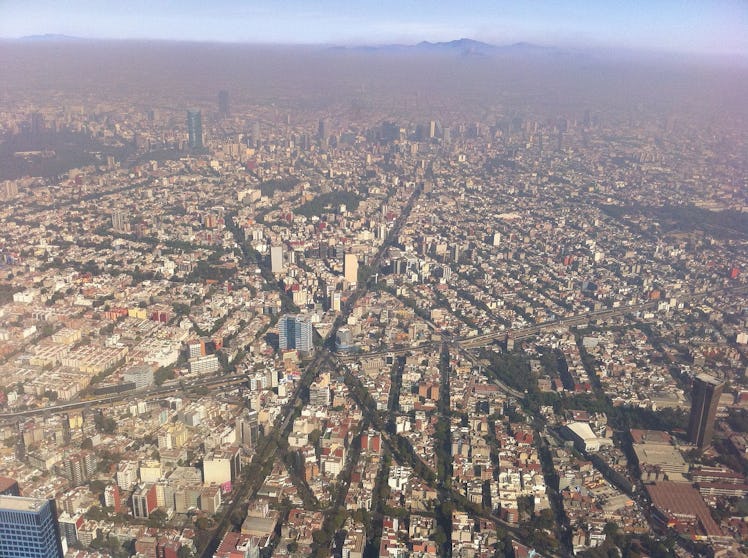 Mexico City aerial view streets construction parking crisis transportation