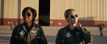 Lashana Lynch as Maria Rambeau and Brie Larson as Carol Danvers in 'Captain Marvel'.