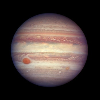 Jupiter is at its brightest when it's in opposition. It was a few days from opposition when Hubble c...