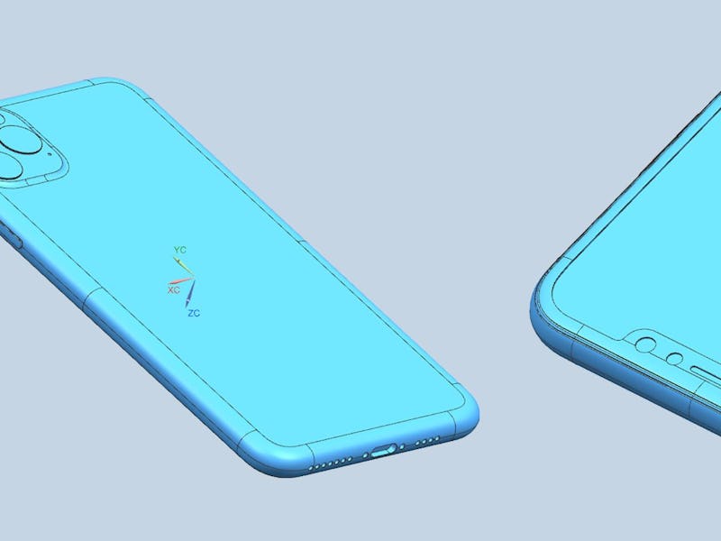 Leaked design of a blue iPhone 11 