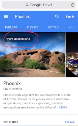 Google search results for exploring Phoenix