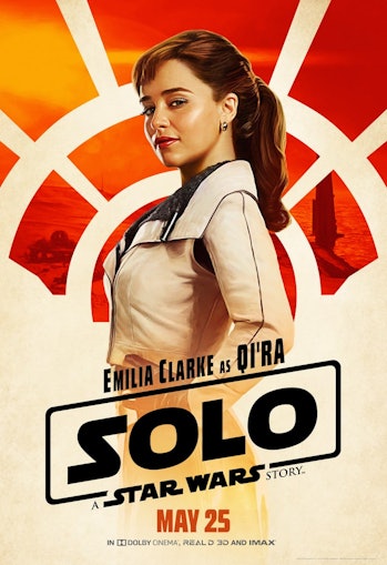 Emilia Clarke as Qi'ra in 'Solo: A Star Wars Story'.