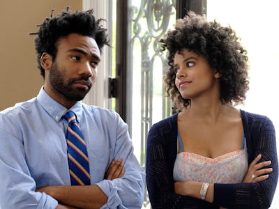 Donald Glover as Earnest Marks and Zazie Beets as Vanessa Keefer in Atlanta