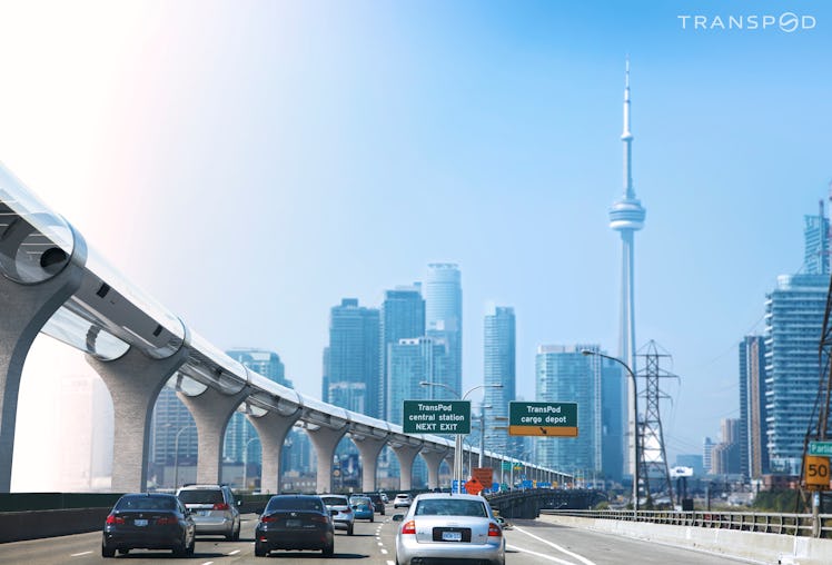 TransPod concept art of a hyperloop in Toronto.