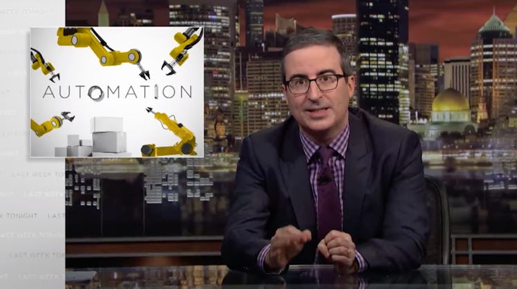 John Oliver talking on TV about automation