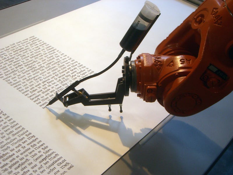 A machine printing a book about the distant future