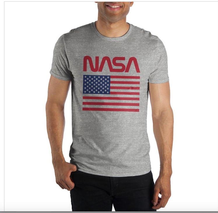 American Flag NASA Gray Men's Tee Shirt