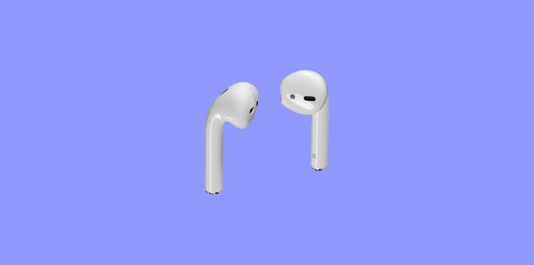 A picture of airpods on a blue background 