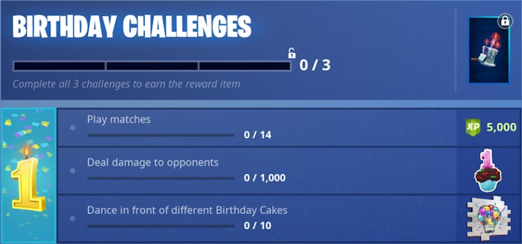 'Fortnite: Battle Royale' 1st Birthday Challenges and Rewards