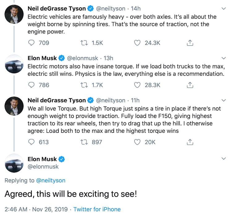Musk and NDT chat about EVs.