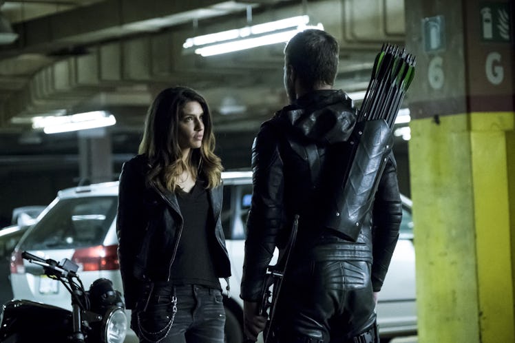 Juliana Harkavy as Dinah Drake and Stephen Amell as Oliver Queen on 'Arrow'