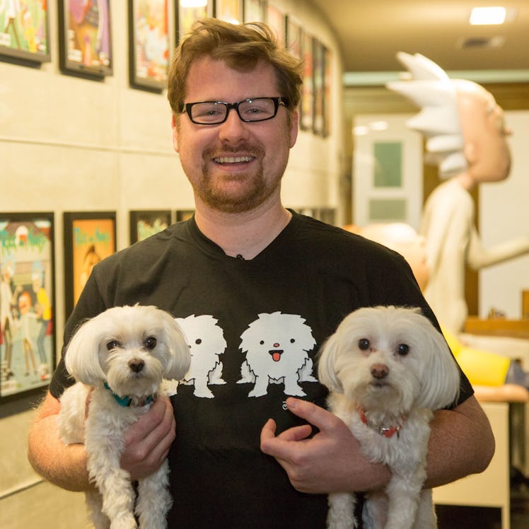Justin Roiland with his two dogs, Jerry and Pup Pup.