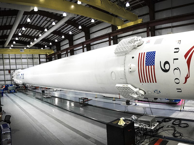 SpaceX's Falcon 9 in the hangar