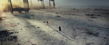 Kylo Ren faces off against Luke Skywalker's projection in 'The Last Jedi'.