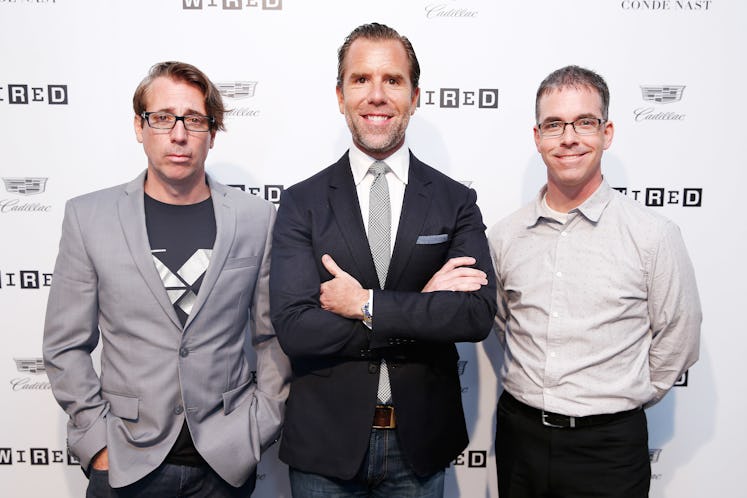 John Gaeta, Scott Dadich, and Rob Bredow posing together at the 2016 Wired Business Conference