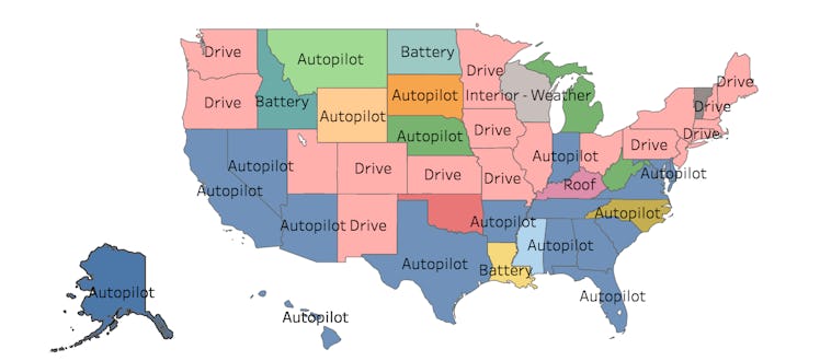 Autopilot tops the list of requested features in several U.S. states.