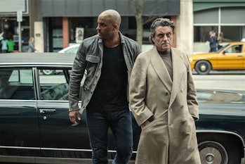 Ricky Whittle and Ian McShane in 'American Gods'