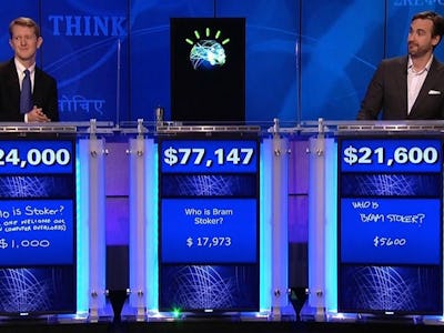IBM Watson during the 'Jeopardy!' show with two opponents