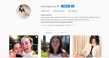 Instagram profile of Selena Gomez