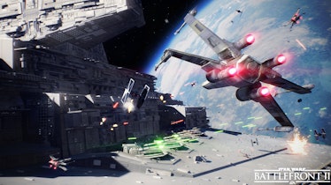 Star Wars space battle on "Battlefront 2" game.