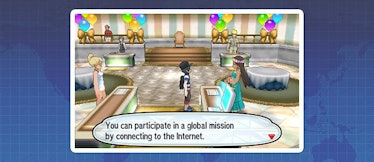 'Pokemon' scene with "You can participate in a global mission by connecting to the Internet" text
