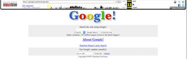 The earliest version of the Google search engine, as stored by the Internet Archive’s Wayback Machin...