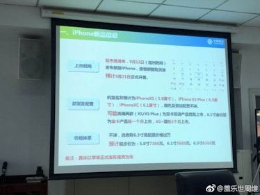 The slide as seen on Weibo.