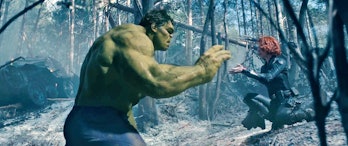 The Hulk (Mark Ruffalo) and Natasha Romanoff (Scarlett Johansson).